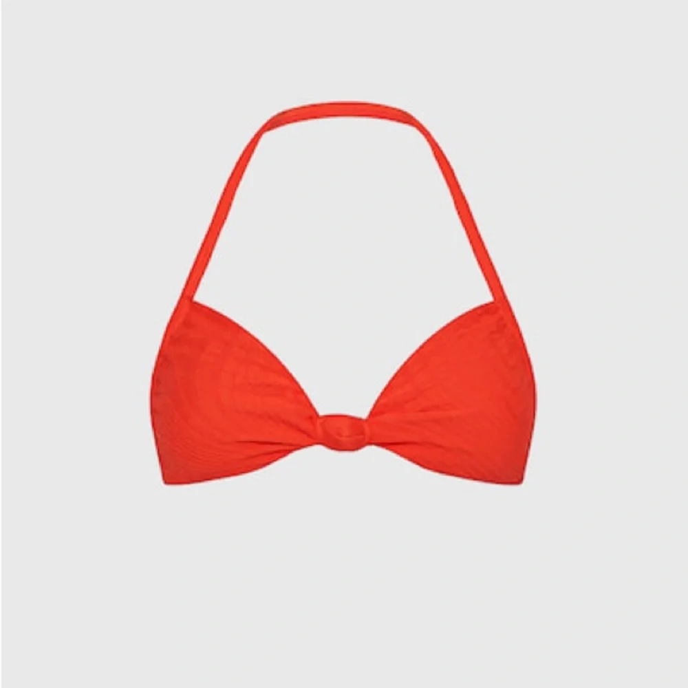 NWT! FELLA Swim Pico Halter Bandeau Bikini Top M Red - Picture 5 of 5